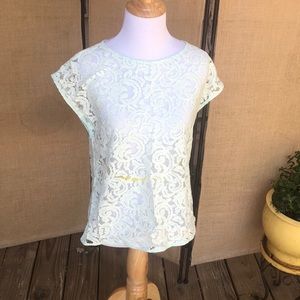Mint Green Lacy Top from Loft Size Small